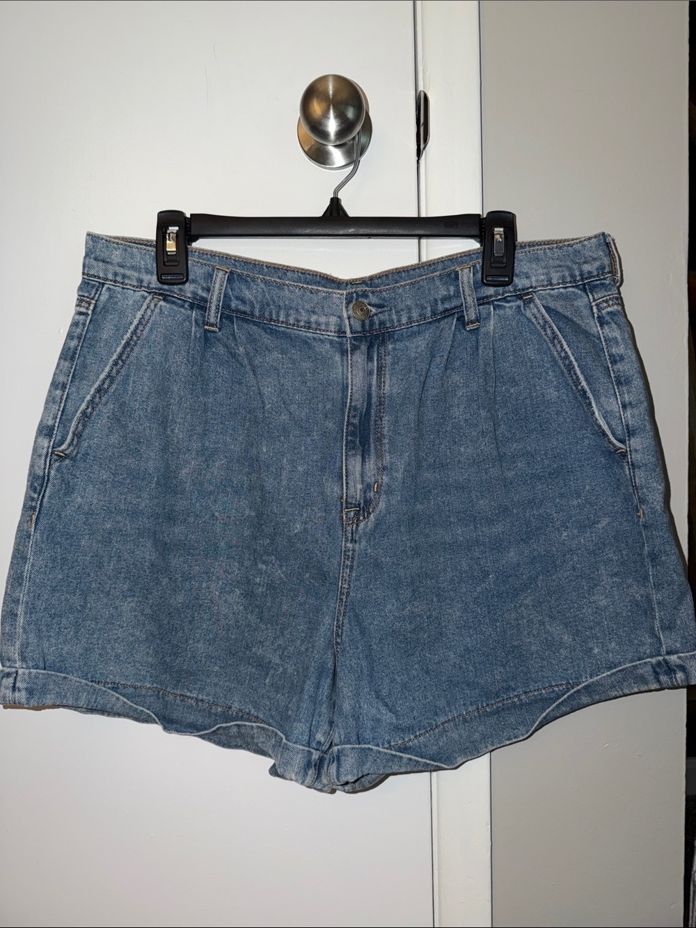 American Eagle Outfitters Light Blue High-Rise Denim Shorts